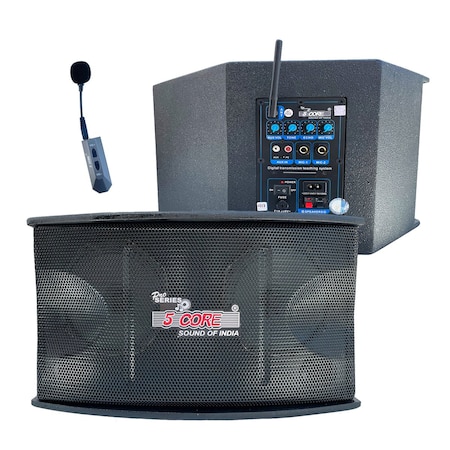 5 Core 5 Core Audio Presentation System Power Professional Audio Amplifier - 200W Receiver System, Inbuilt Collar Microphone w/USB, AUX, Additional 2 MIC Input in w/Echo, Studio Use - 5C-APS 5C APS